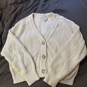 American Eagle Outfitters Cream Ribbed Knit Cardigan